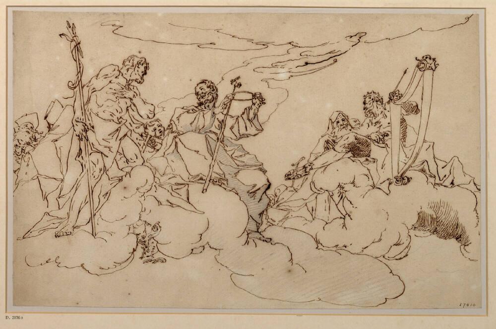 Paul Troger, Johannes der Täufer, David und andere Heilige in den Wolken, Inv. Nr.: 27010
