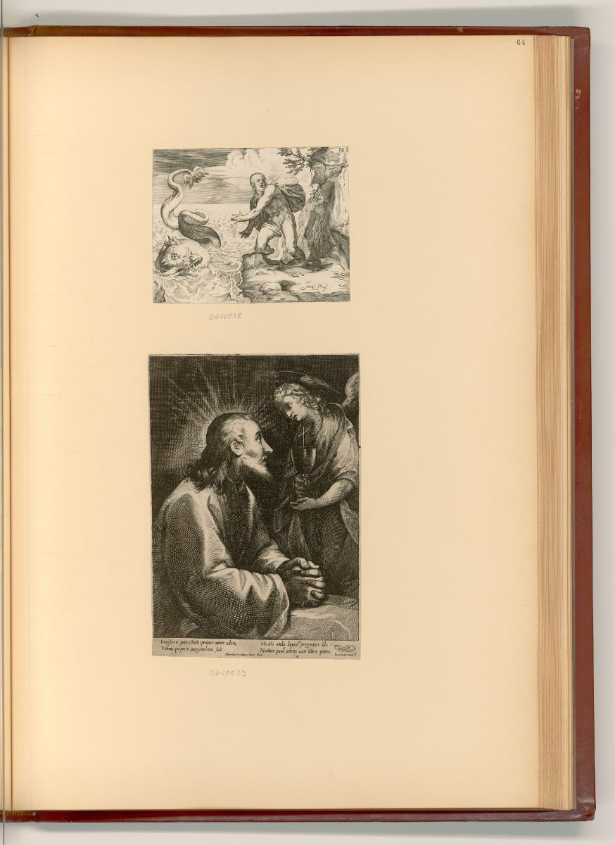 leere Titelkartusche, Jonas und der Wal; Christus am Ölberg, Inv. Nr.: Italien nach Sektionen I…