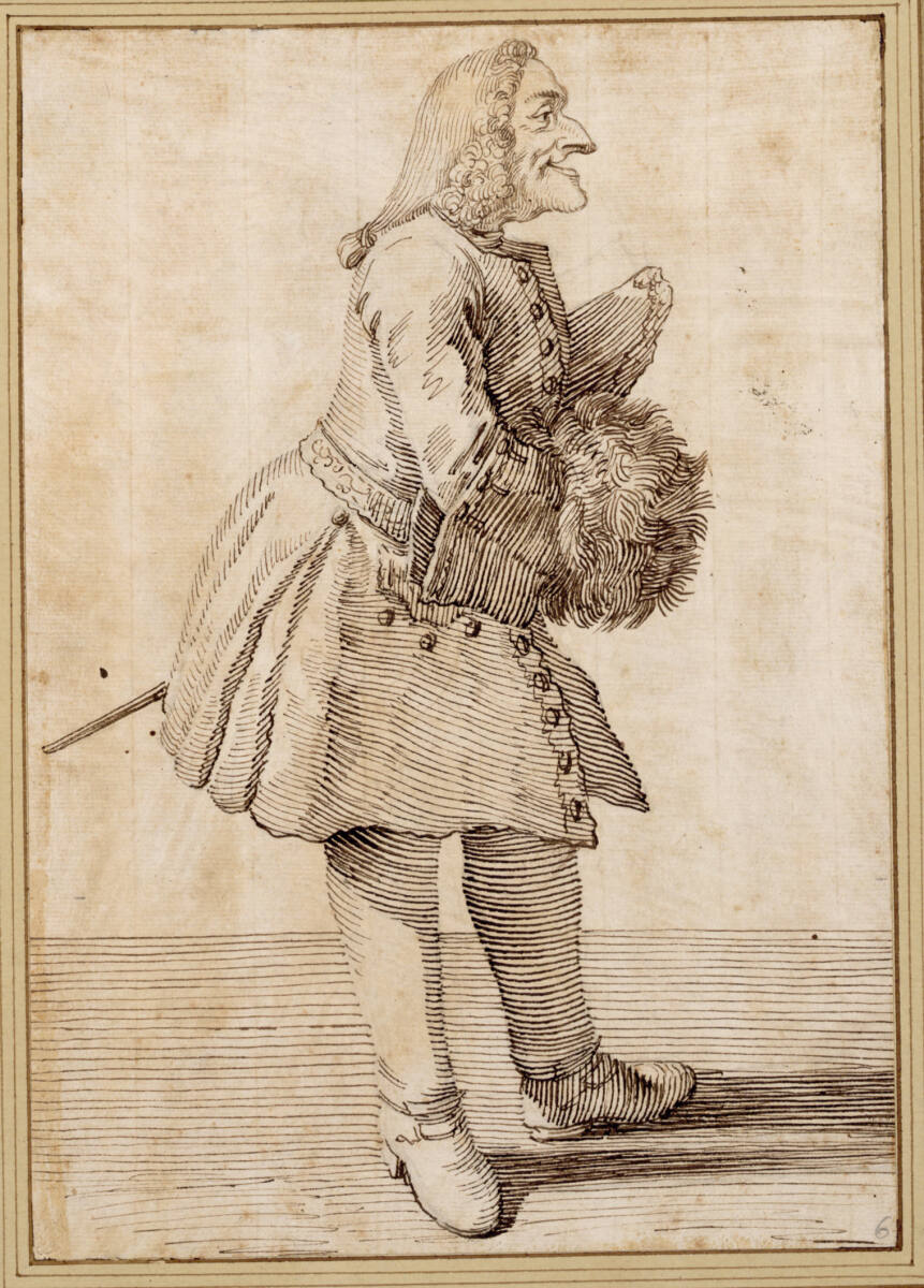 Der Geigenvirtuose Giuseppe Tartini (1692-1770) nach rechts, die Hände in einem Muff, Pier Leone Ghezzi