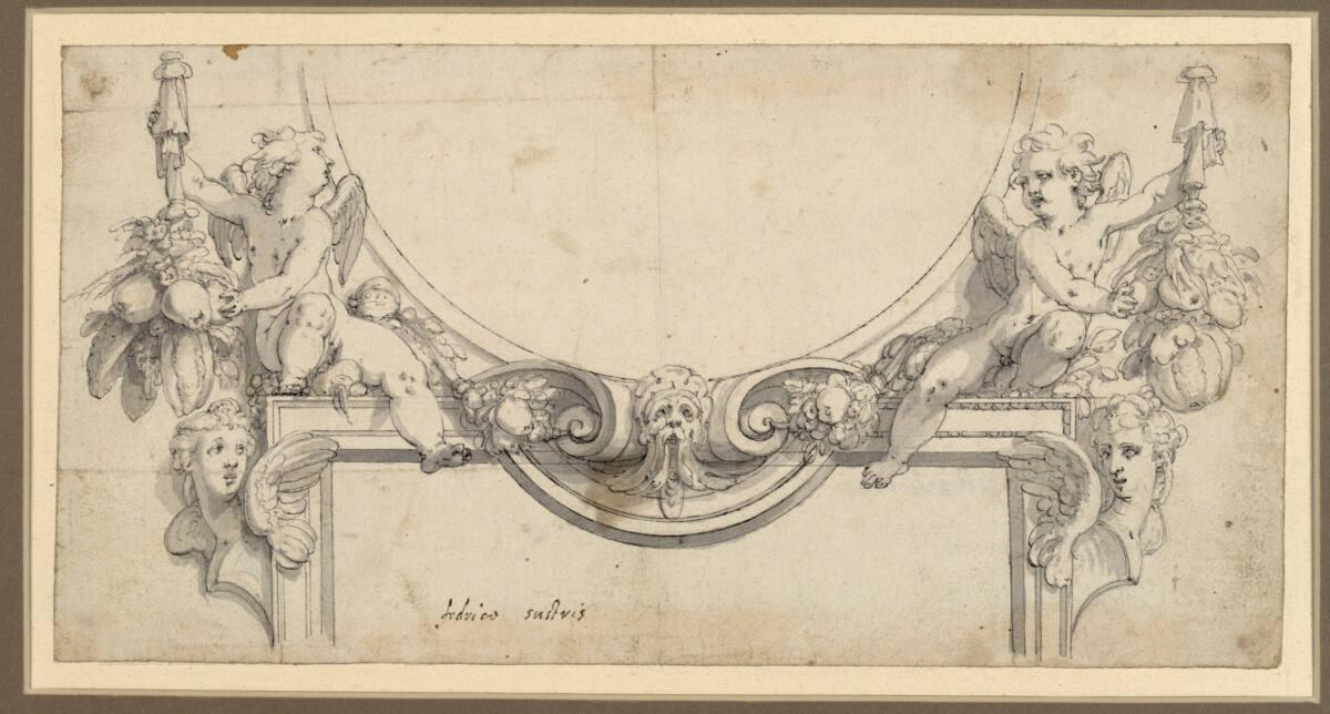 Friedrich Sustris, Entwurf für eine Türbekrönung, Inv. Nr.: 27416
