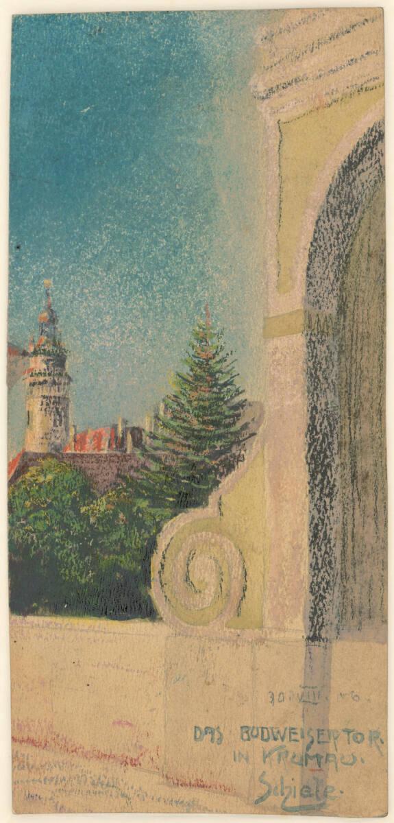 Egon Schiele, Das Budweiser Tor in Krumau, Inv. Nr.: ESA1108