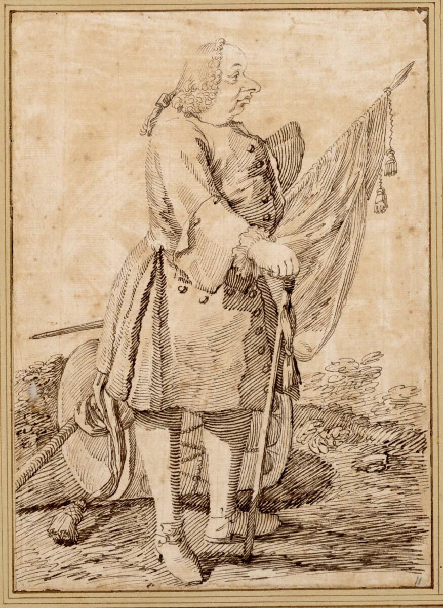 Monsignore Massini, Kommandant der Engelsburg, nach rechts, mit Standarte und Trommel, Pier Leone Ghezzi