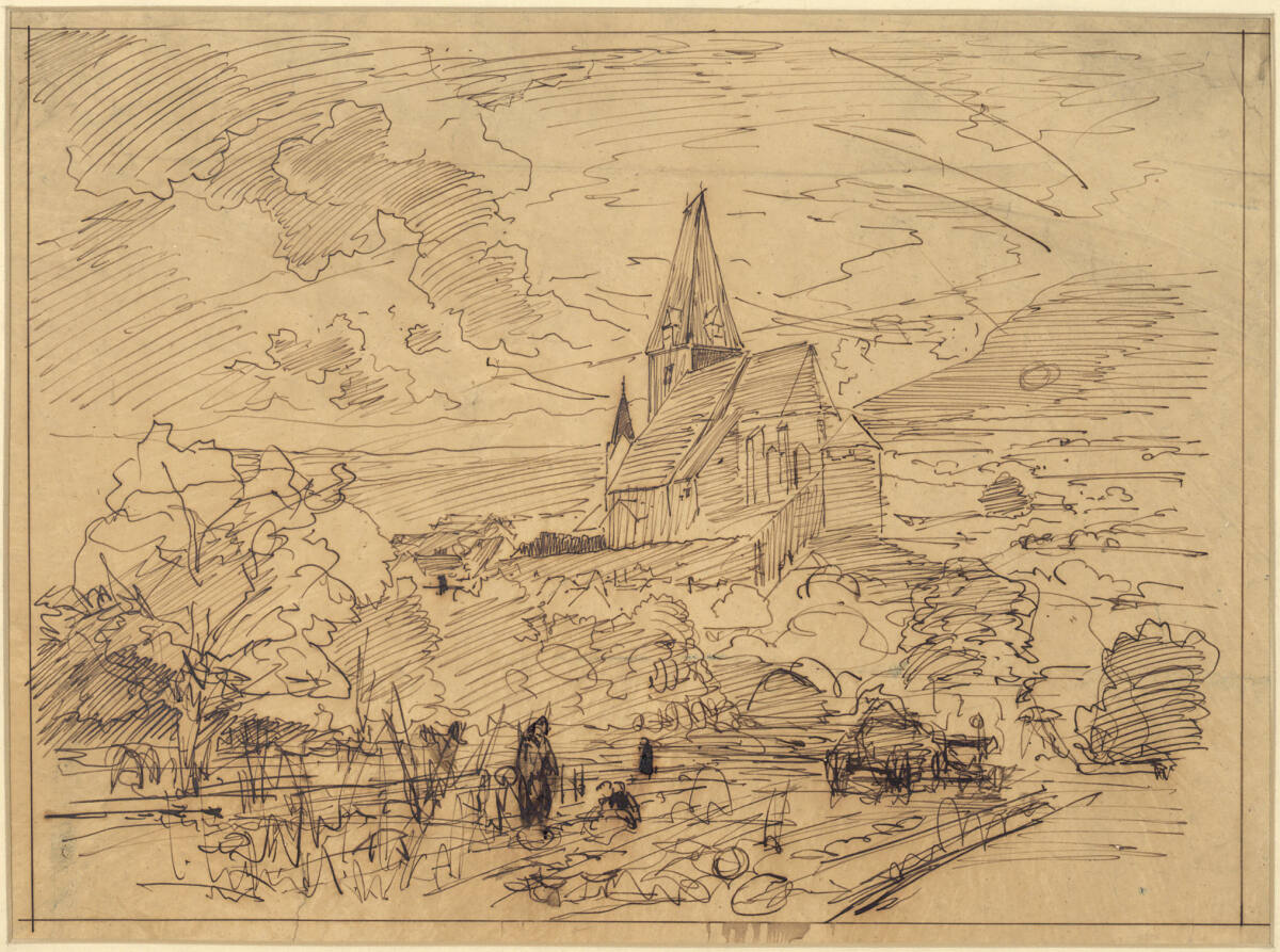 Landschaft mit Kirche, Emil Jakob Schindler