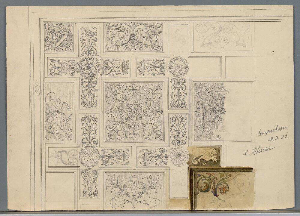 Marie Lippert-Hoerner, Komposition: Entwurf für eine Decke, Eckstück, Inv. Nr.: 27502