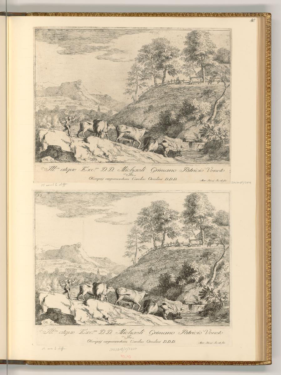 A. Balestra; P. Rotari; G. Amigoni; M. Ricci; A. Canale, Hügellandschaft mit Rinderherde, Inv. …
