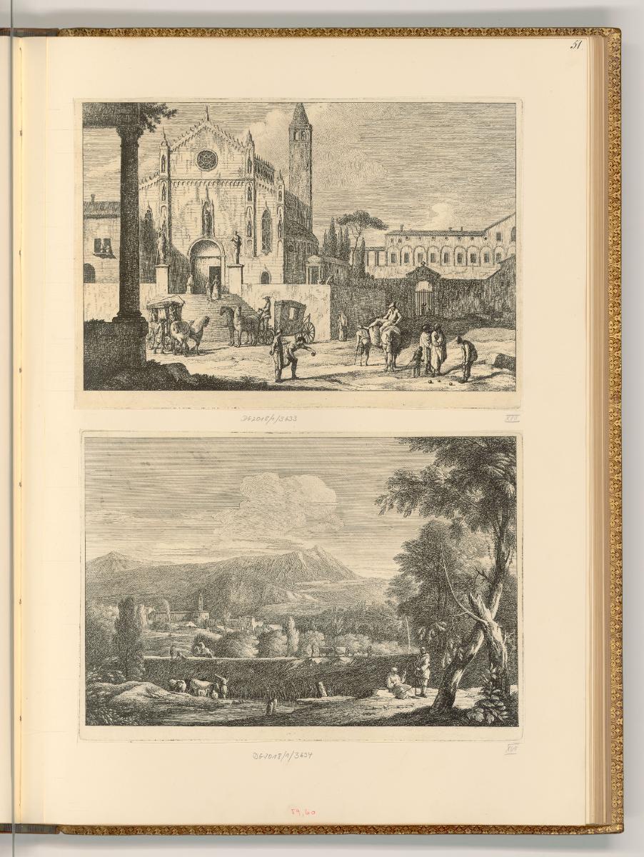 A. Balestra; P. Rotari; G. Amigoni; M. Ricci; A. Canale, Platz vor einer Kirche; Bergige Landsc…