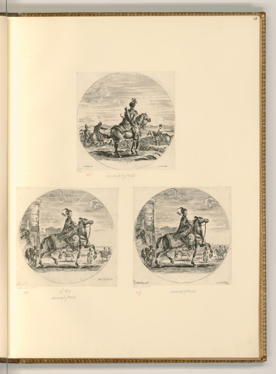 Stefano della Bella. Vol. II., Diverse Reiter (Rundbilder), Inv. Nr.: Italien nach Sektionen II…