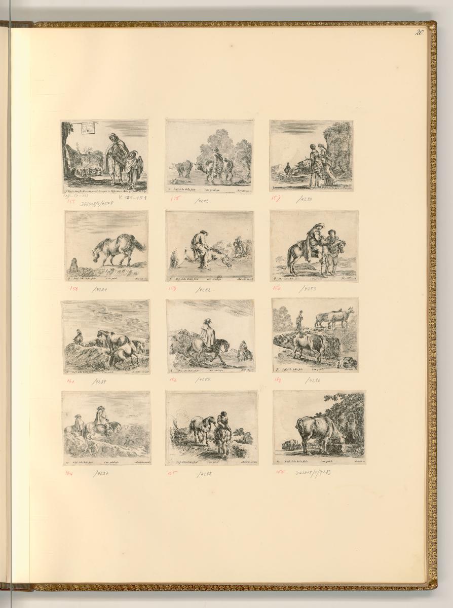 Stefano della Bella. Vol. II., Titelblatt, Diversi Capricci, Landschaften mit Figurengruppen un…