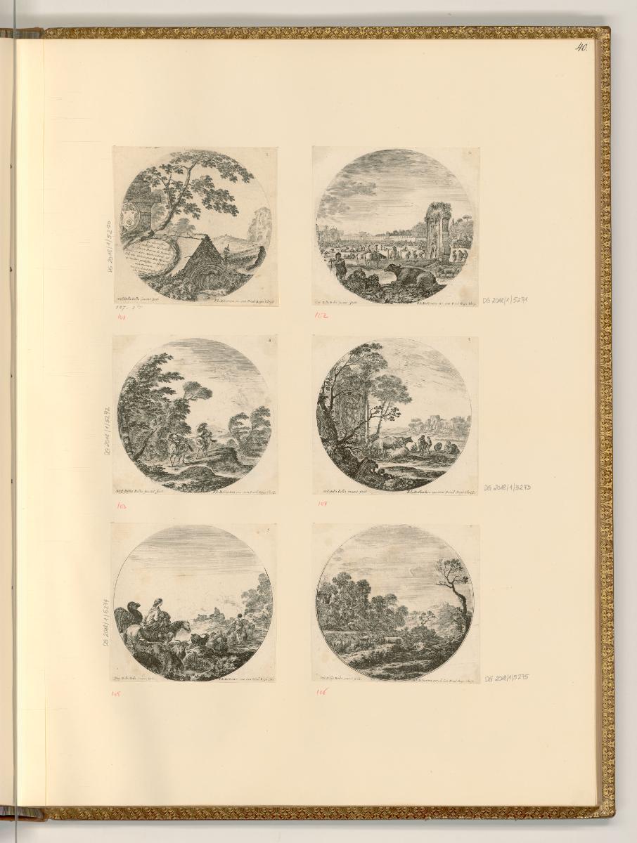 Stefano della Bella Vol. III., Landschaften mit Ruinen (Rundbilder), Inv. Nr.: Italien nach Sek…