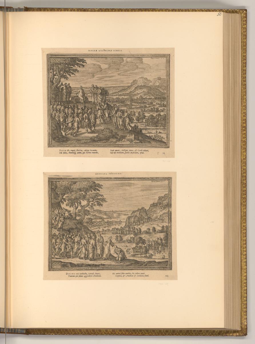 Pieter van der Borcht, Jesus lehrend; Jesus heilt den Aussätzigen, Inv. Nr.: Niederlande nach S…