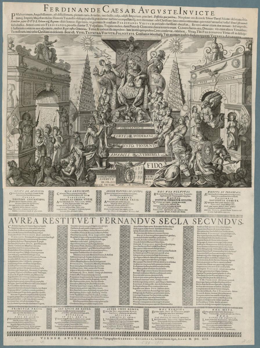 Anonym, Allegorische Darstellung zu Ferdinand II. und dessen Wahl zum römisch-deutschen Kaiser …