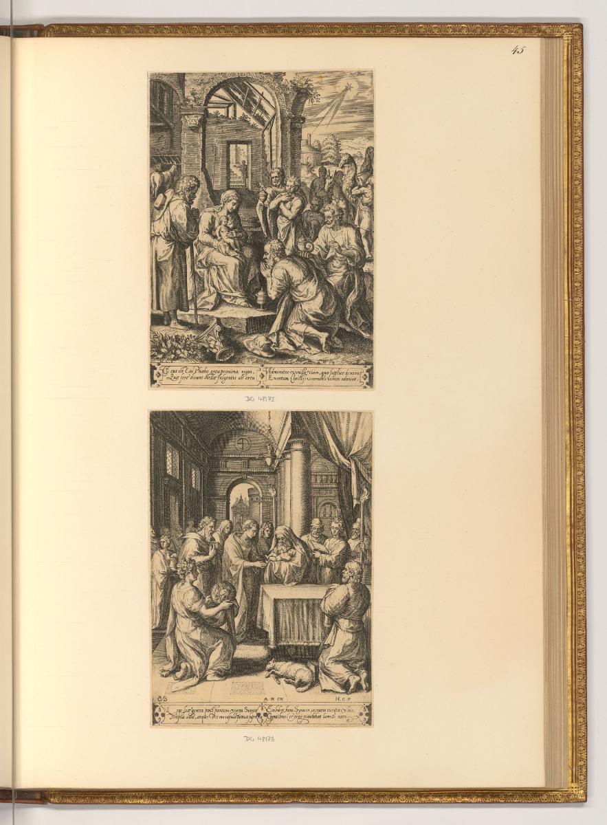Hans Collaert, Anbetung der Könige; Darbringung im Tempel, Inv. Nr.: Holland nach Sektionen I/9…