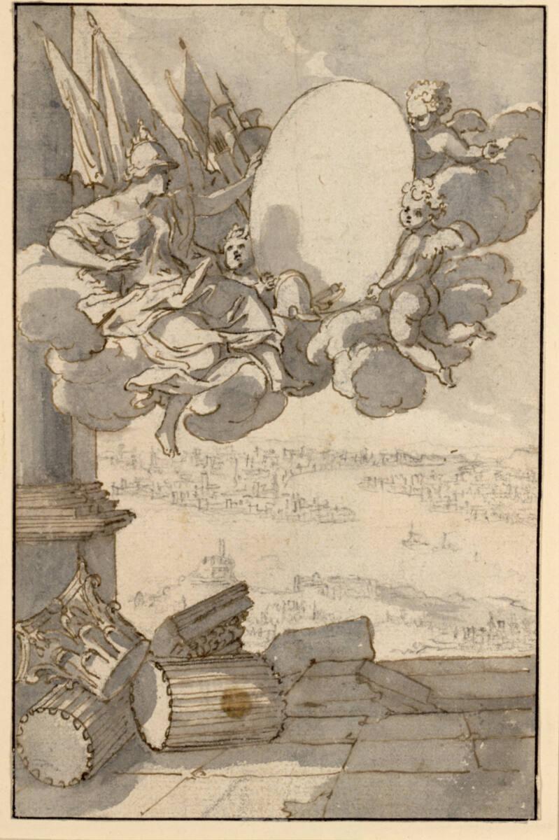 Sébastien Le Clerc (le Vieux), Stichvorzeichnung für ein Frontispiz, Inv. Nr.: 27906