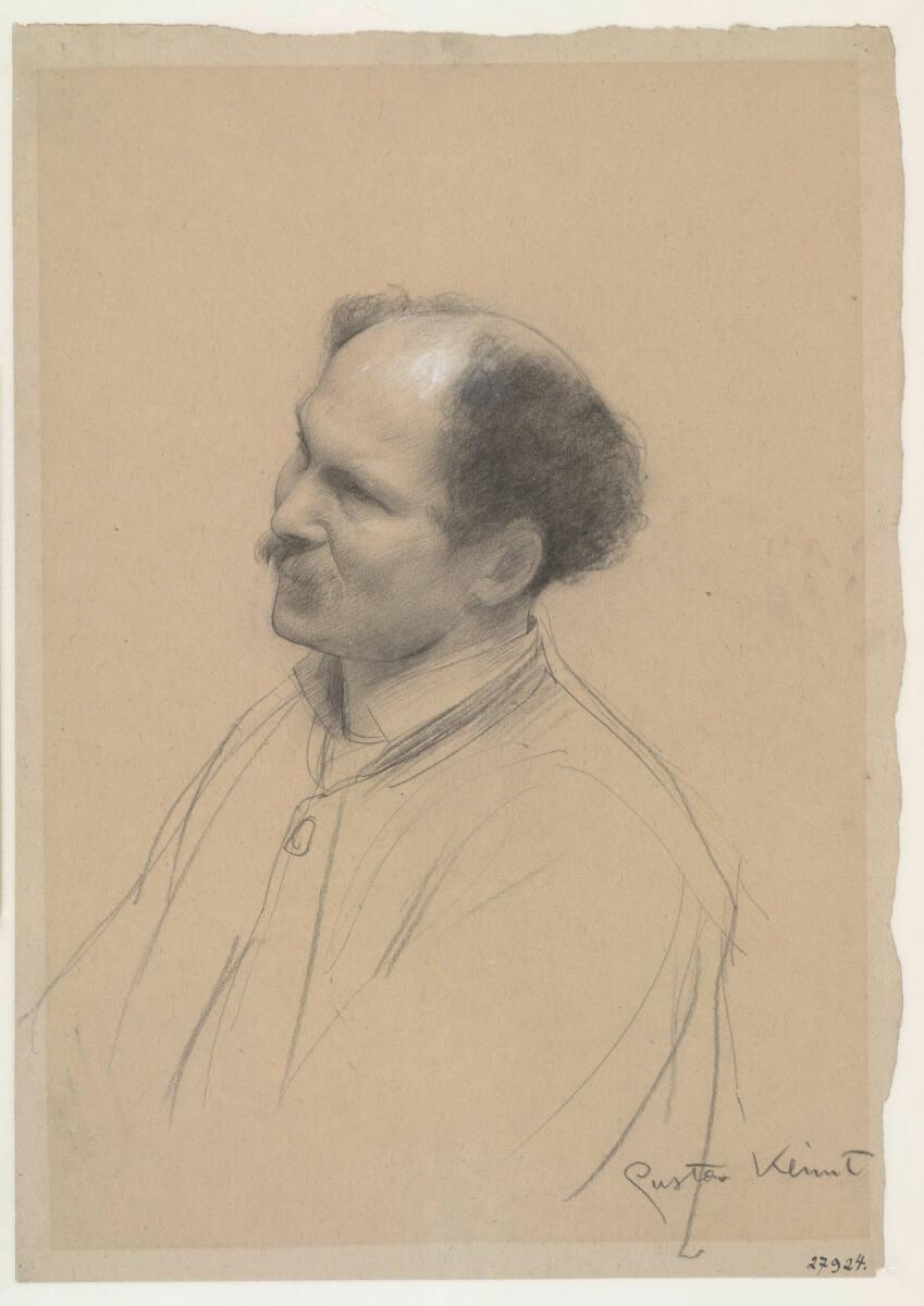 Mann in Dreiviertelansicht (Studie für „Shakespeares Globe Theatre“, Wiener Burgtheater), Gustav Klimt, 1886–1887