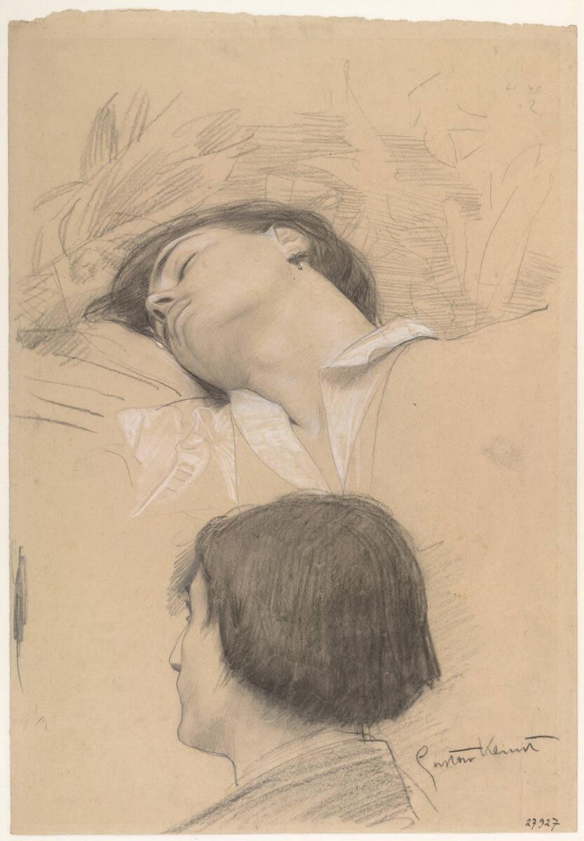 Männerköpfe (oben Romeo) (Studien für „Shakespeares Globe Theatre“, Wiener Burgtheater), Gustav Klimt, 1886–1887