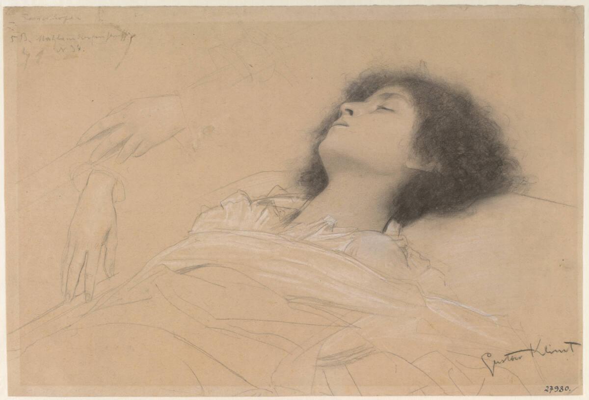 Gustav Klimt, Mädchen (Julia) und Handstudien (Studien für „Shakespeares Globetheater“, Wiener …