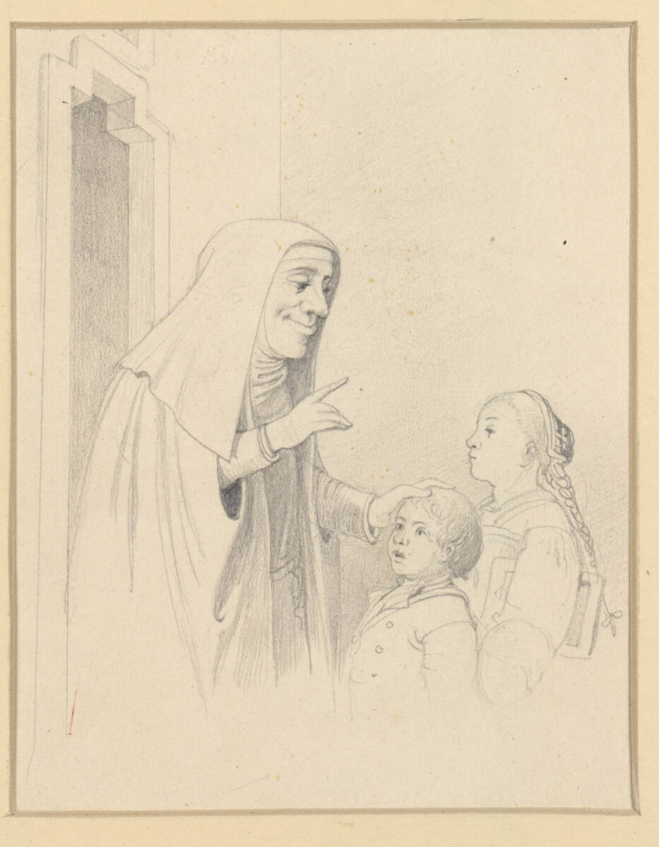 Nonne mit zwei Kindern, Hans Hueber