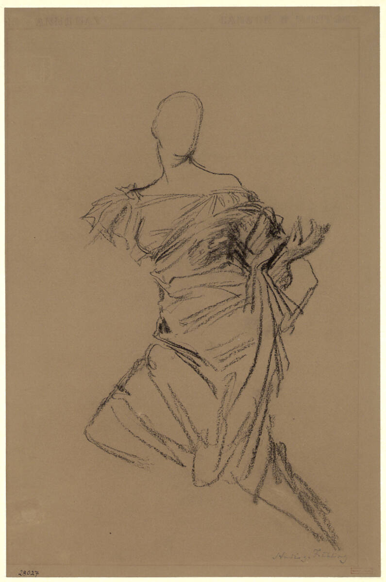 Draperiestudie für eine Frauengestalt (Vorzeichnung für 'Der Frühling'), Hans Makart