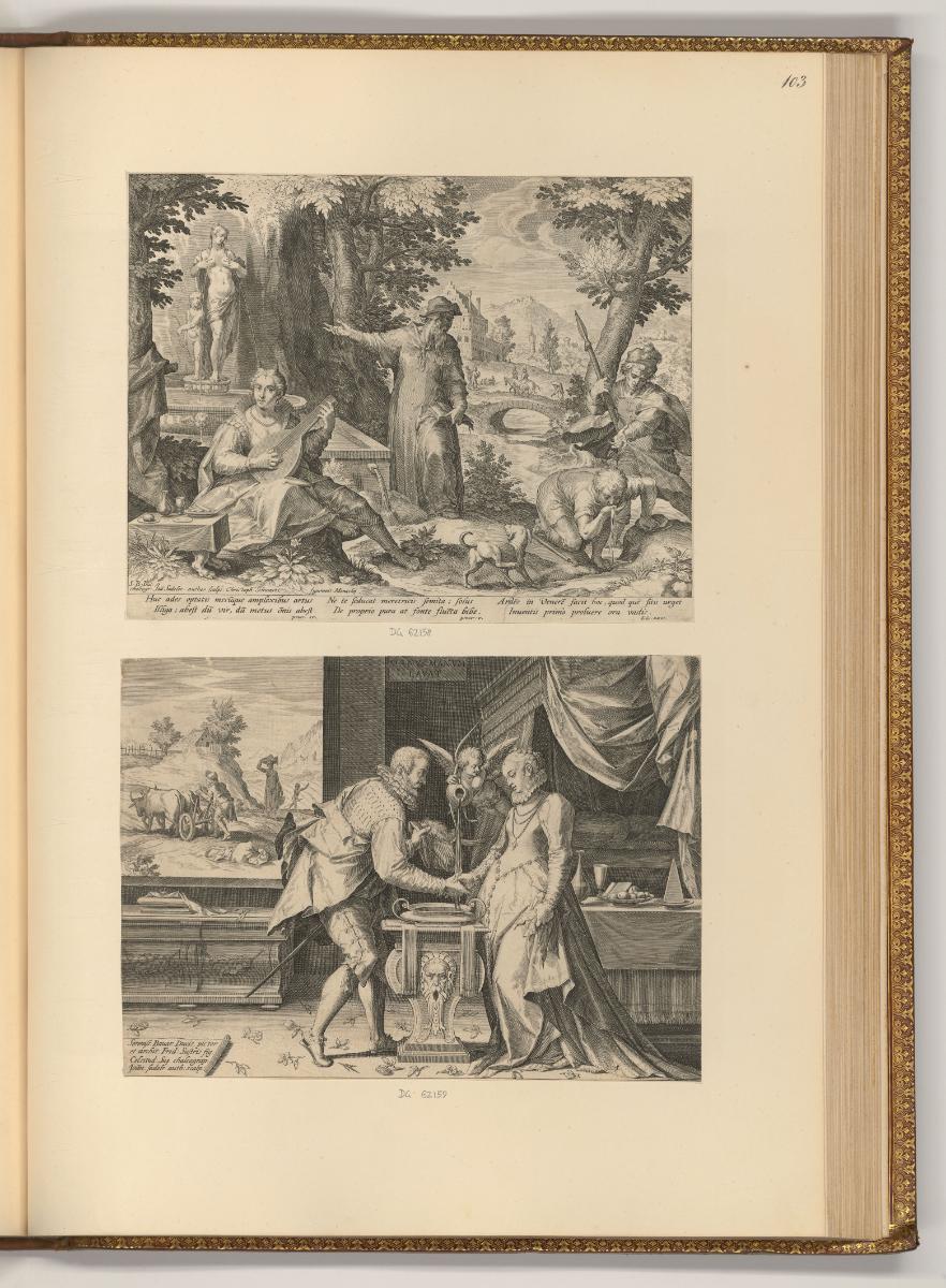 Jean Sadeler Vol. II, Die Buhlerin an der Fontaine sitzend; Allegorie der Liebe, Inv. Nr.: Holl…