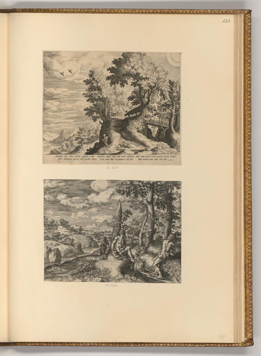 Jean Sadeler Vol. II, Der Tod und ein schlafender Cupido in einer Landschaft; Drei unbekleidete…