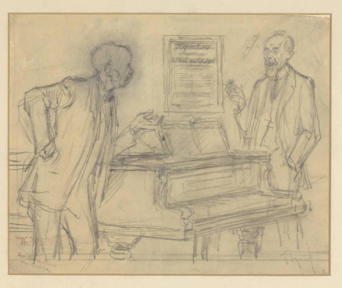 Theodor Zasche, Karikatur: Richard Strauss und Franz Schalk am Klavier, Inv. Nr.: 28075