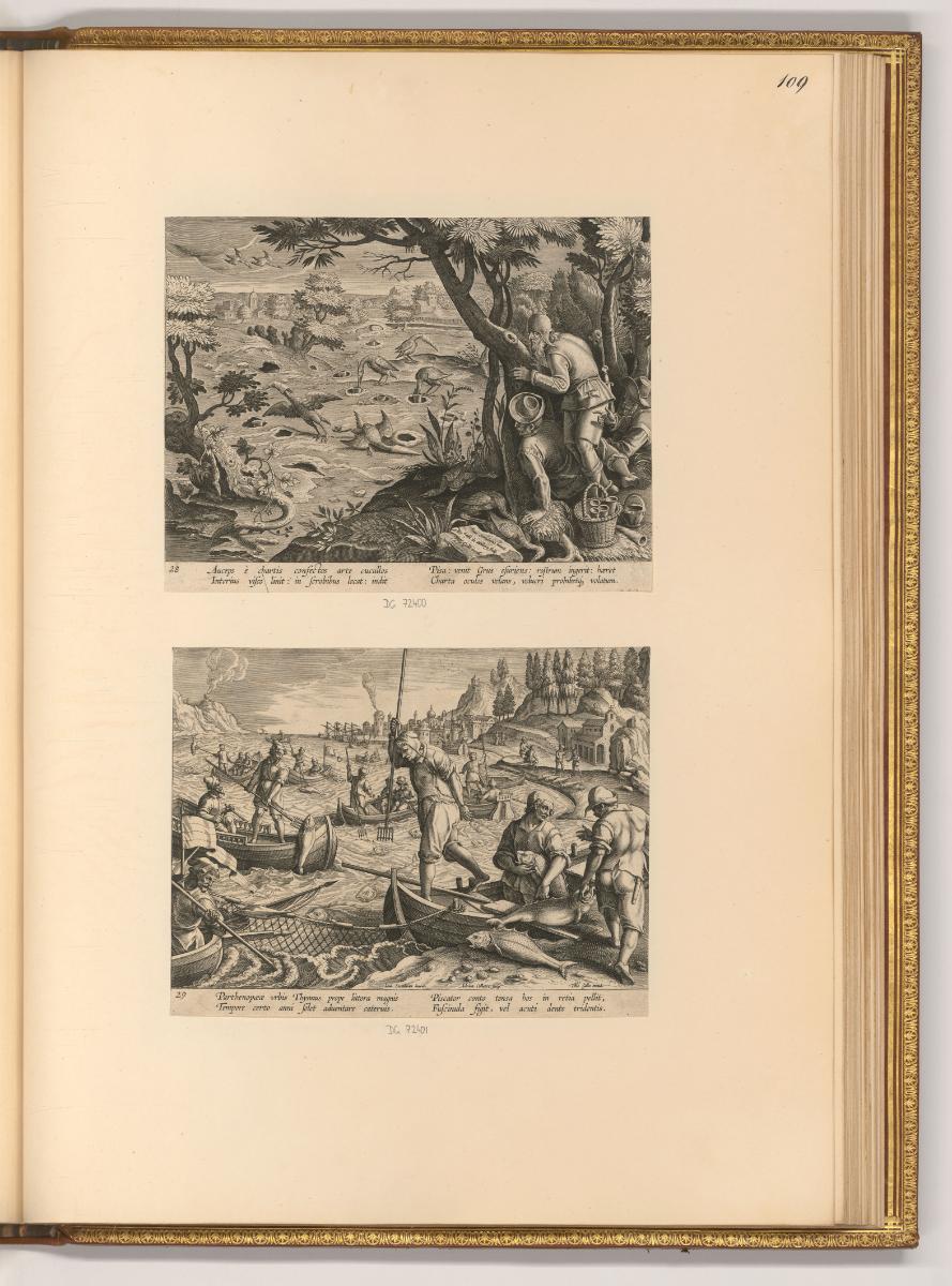 Adrienet Iean Collaert Vol. II, Jagd auf Kraniche; Fischfang, Inv. Nr.: Holland nach Sektionen …