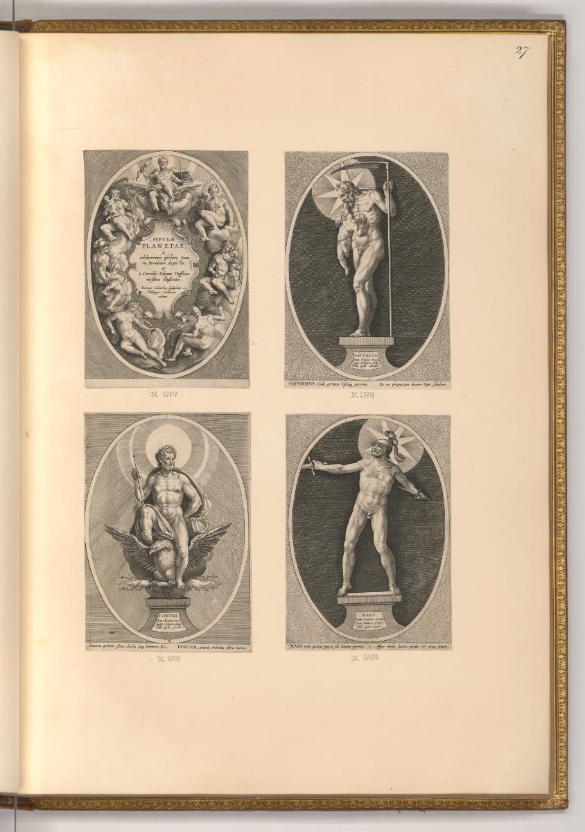 Adrienet Iean Collaert Vol. II, Titelblatt; Saturn; Jupiter; Mars, Inv. Nr.: Holland nach Sekti…