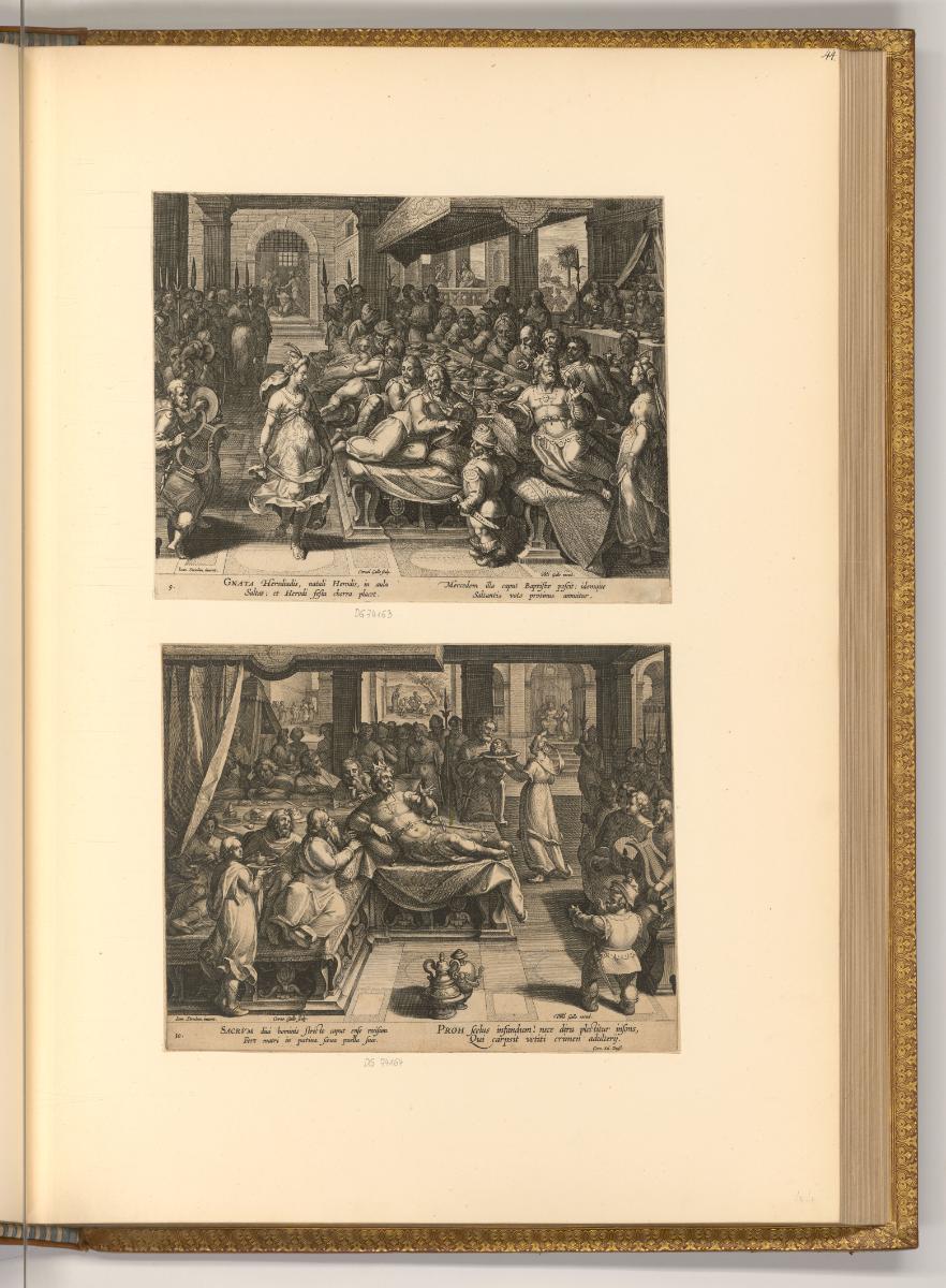 Cornelis Galle der Ältere, Salome tanzt für Herodes; Salome übergibt das Haupt des Johannes, In…