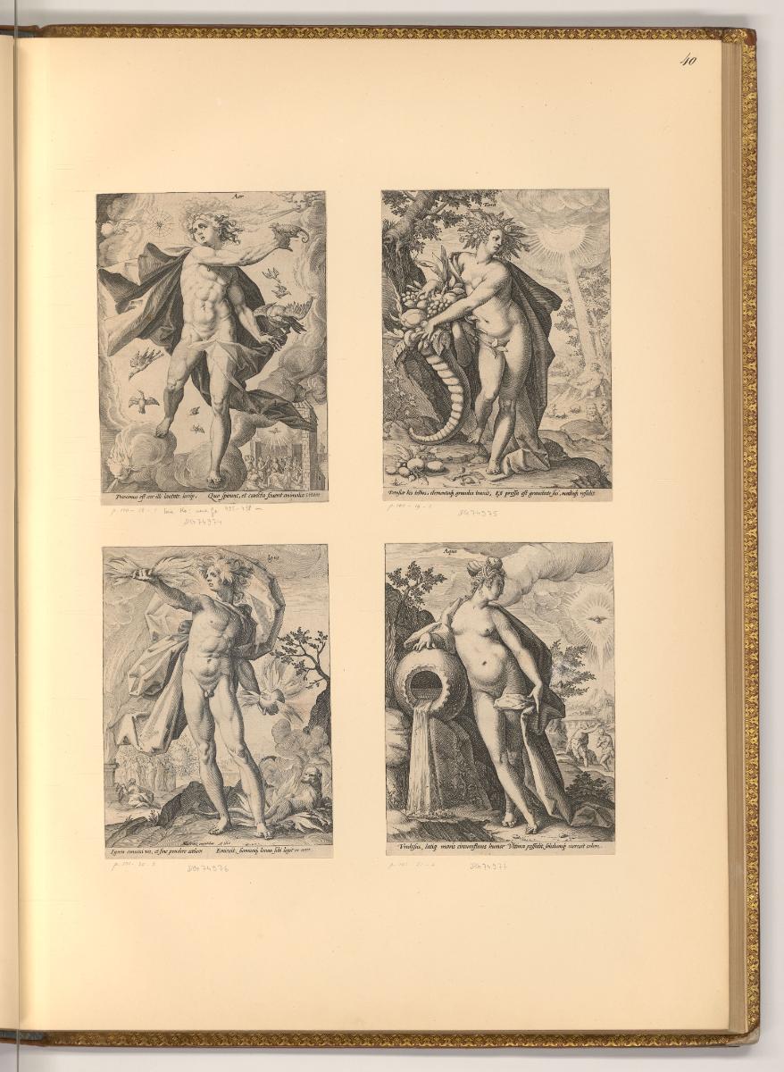 Hendrik Goltzius. Pièces par différents graveurs anonimes. Vol III., Allegorien der Elemente, I…