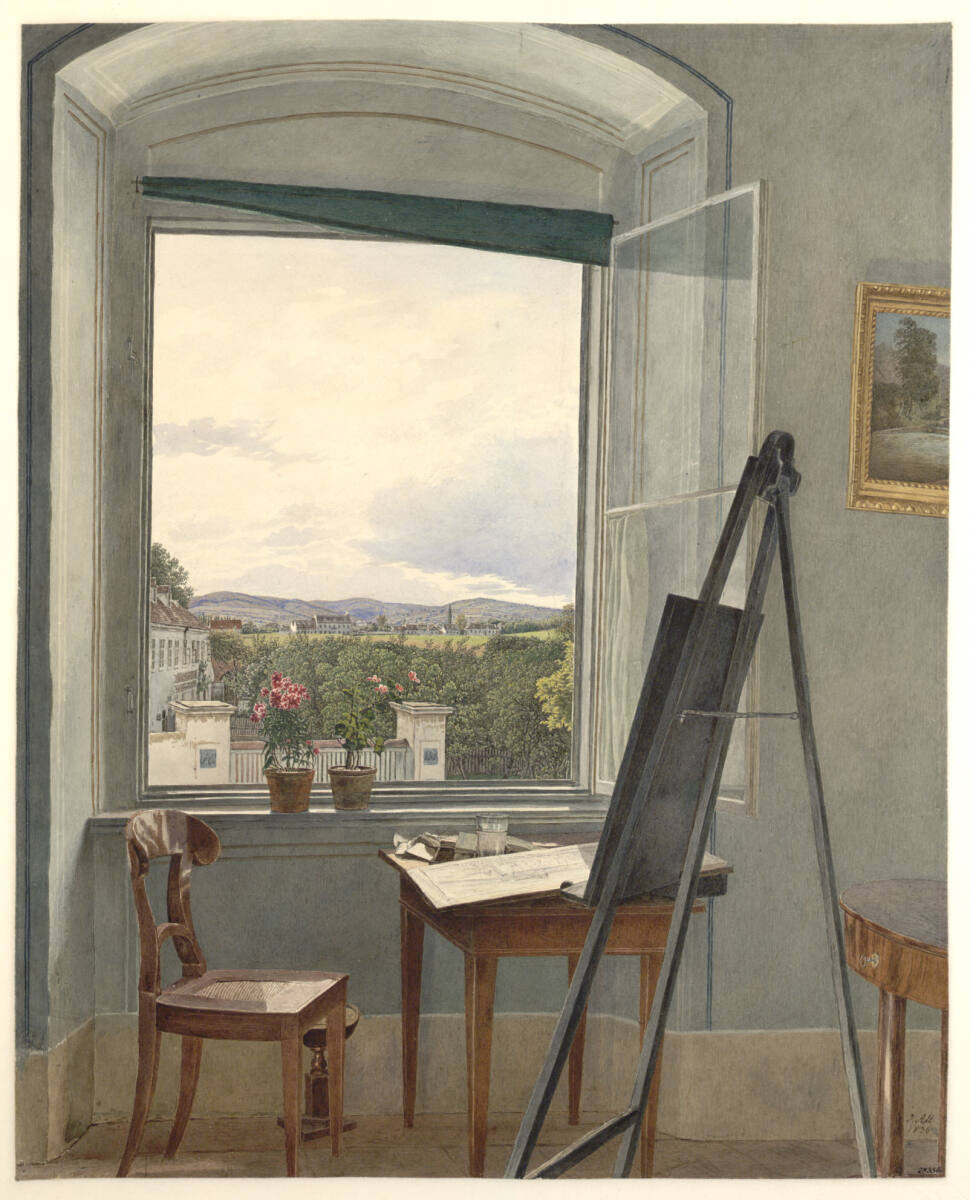 Blick aus dem Atelier des Künstlers in der Alservorstadt gegen Dornbach (Guckkastenblatt), Jakob Alt, 1836