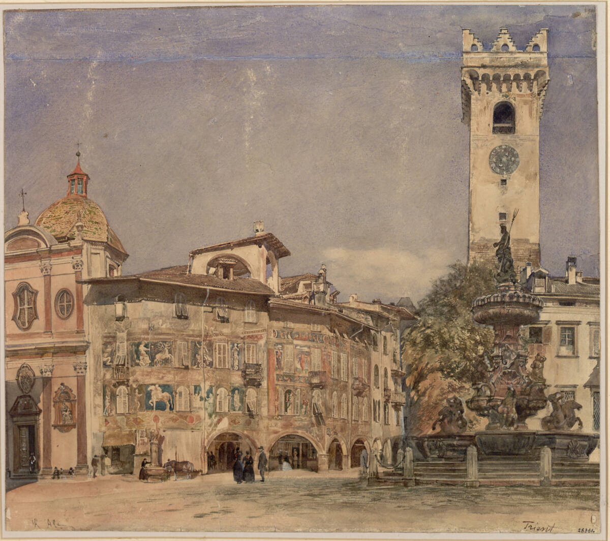 Der Neptunbrunnen in Trient, Rudolf von Alt