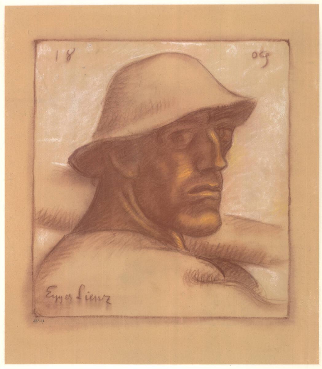 Albin Egger-Lienz, Kopf aus "1809" (Wiederholung aus dem Totentanz), Inv. Nr.: 28387