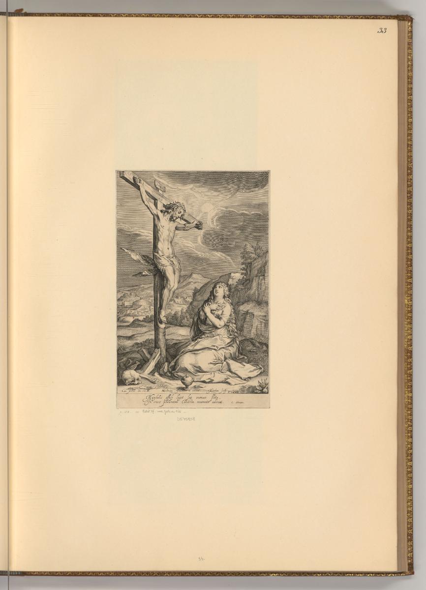 Jacques Matham. Pièces composées et gravées par lui meme., Christus am Kreuz in einer Landschaf…