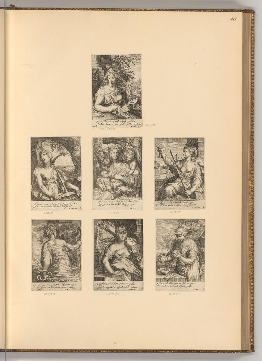 Jacques Matham. Pièces composées et gravées par lui meme., Die sieben Tugenden, Inv. Nr.: Holla…