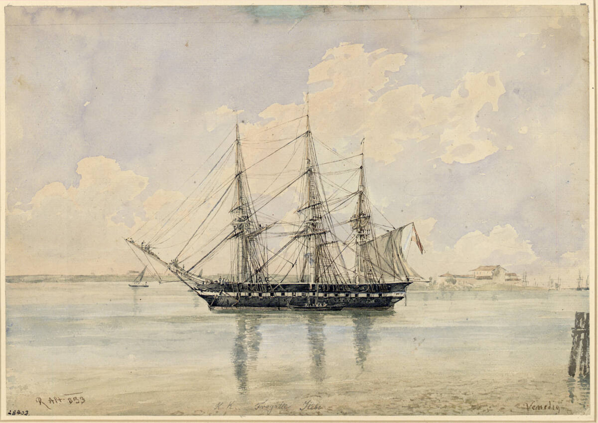 Die Fregatte Hebe vor Anker, Rudolf von Alt, 1833