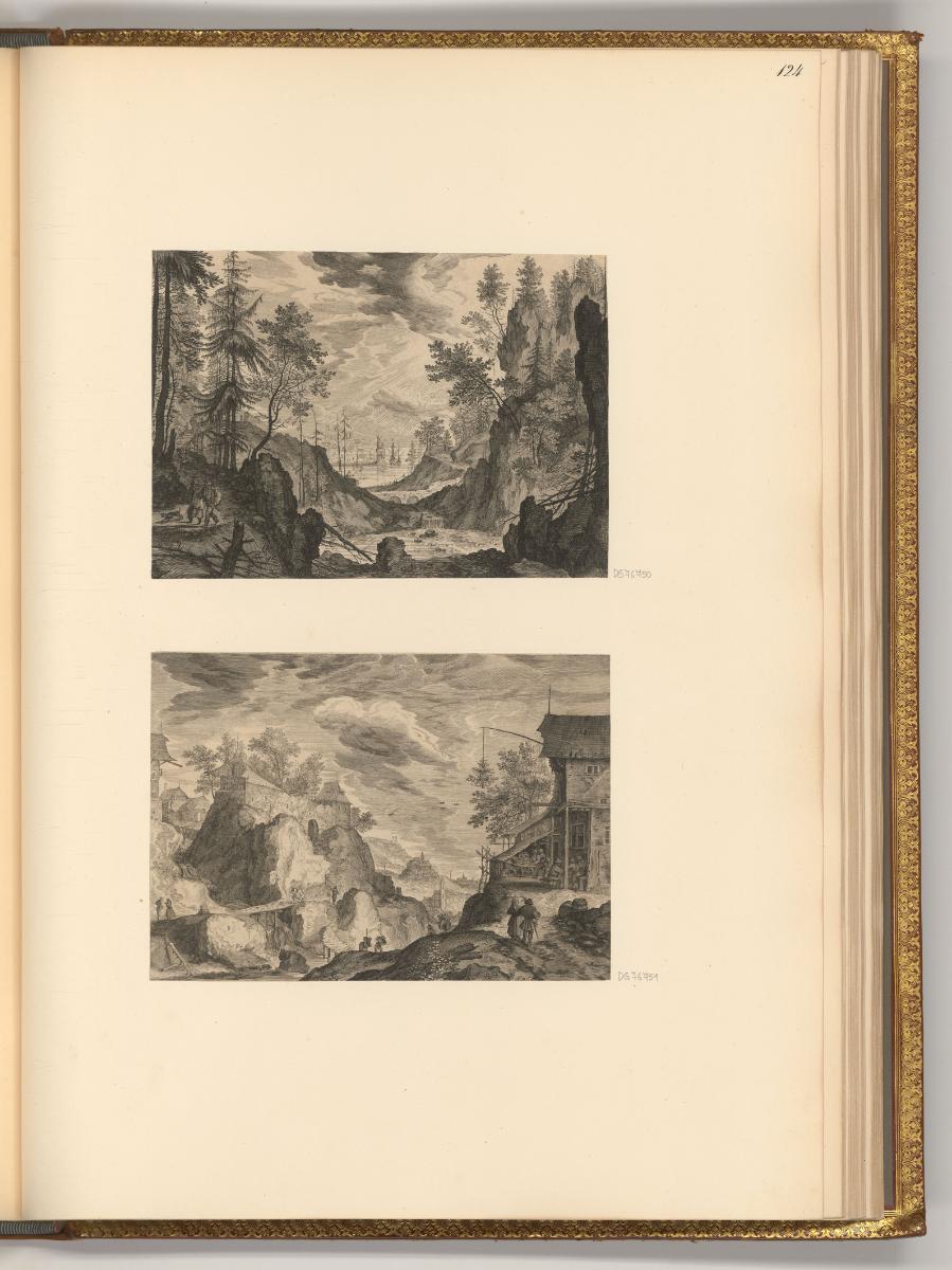 Gilles Sadeler. Vol. II., Felsenlandschaft mit Ausblick auf eine Stadt; Landschaft mit Gaststät…