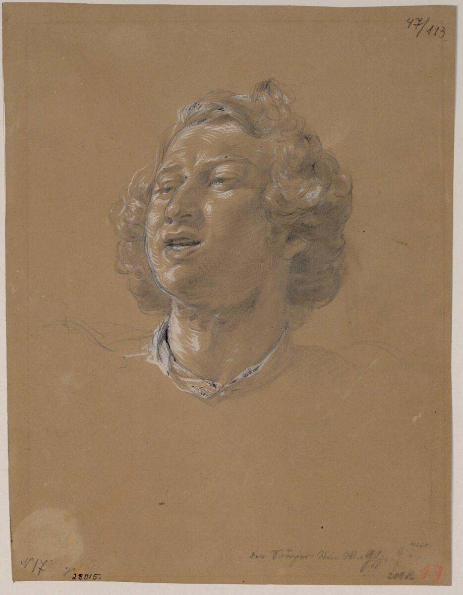 Josef Danhauser, Kopfstudie des Sängers in "Wein, Weib und Gesang", Inv. Nr.: 28515r