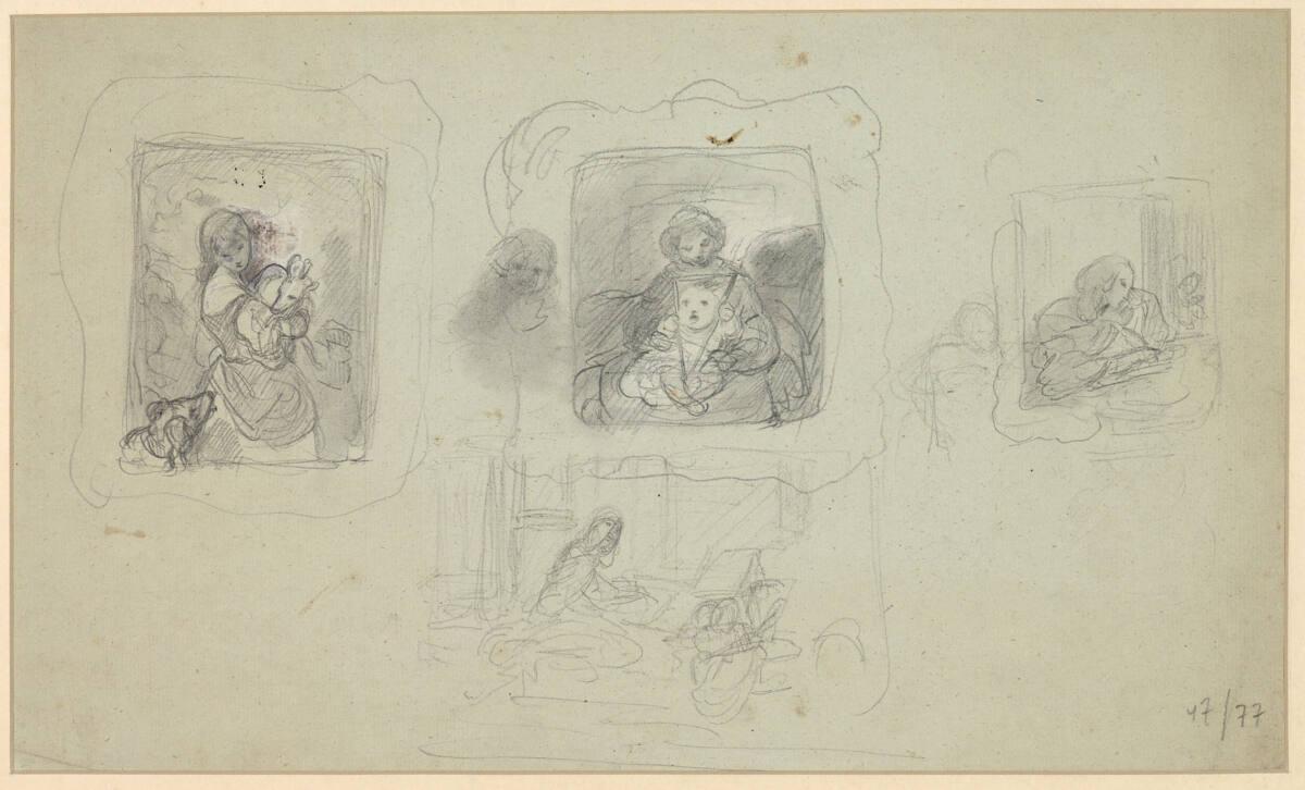 Josef Danhauser, Vier Bildskizzen, Inv. Nr.: 28516