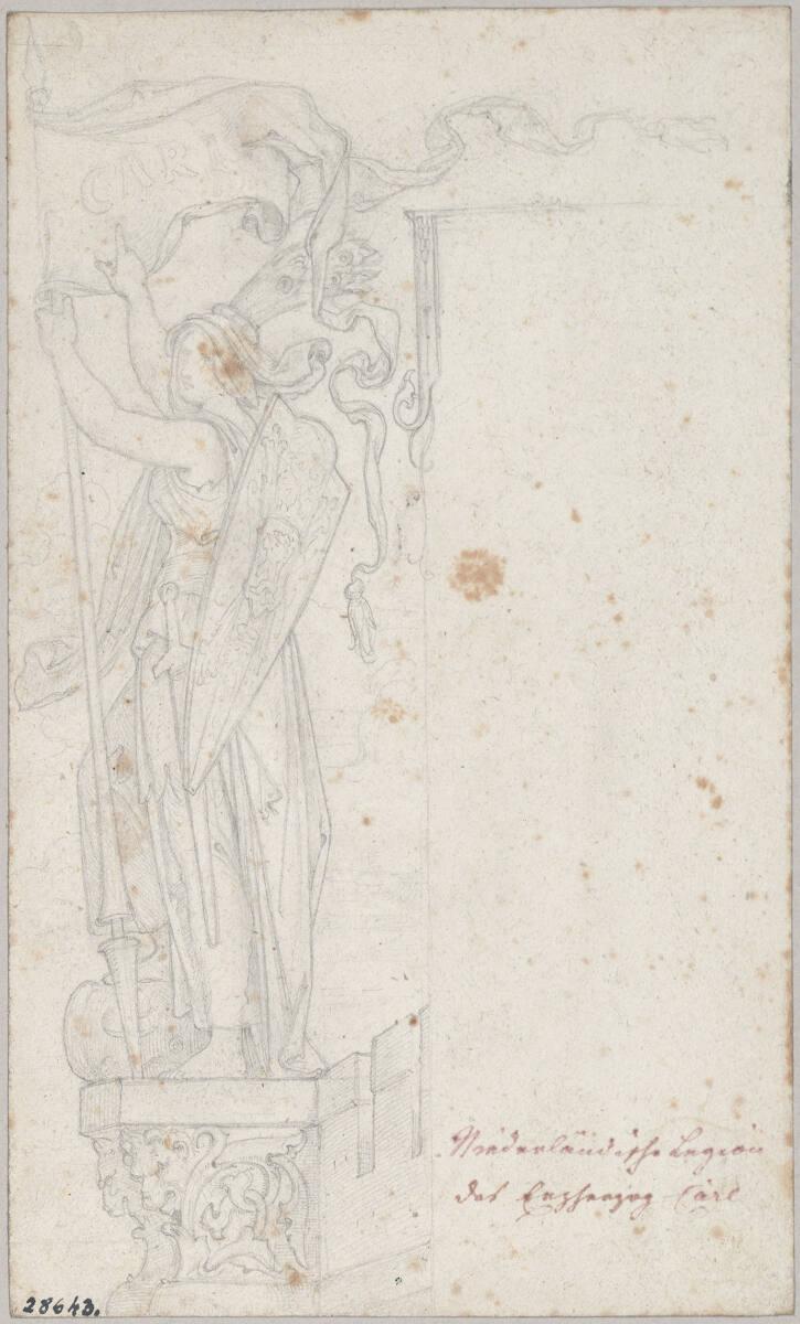 Moritz von Schwind, Allegorische Gestalt zu Eduard Dullers "Erzherzog Carl von Österreich", Inv…