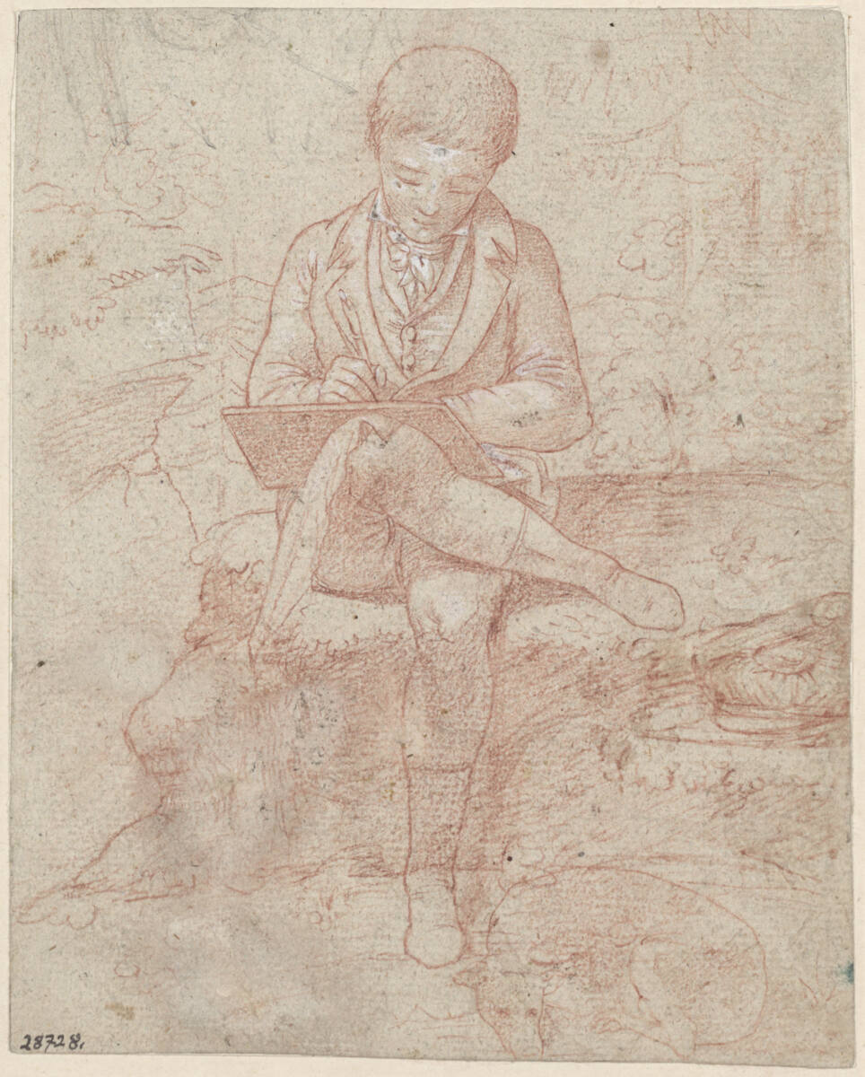Selbstbildnis im Walde zeichnend, Johann Evangelist Scheffer von Leonhartshoff