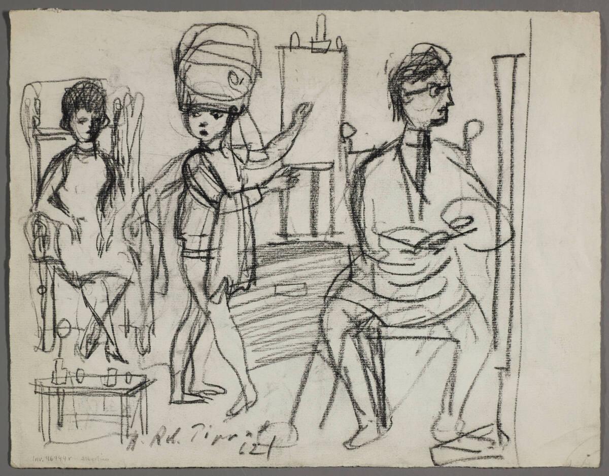 Hans Robert Pippal, Der Künstler, seine Frau und seine Tochter im Atelier, Inv. Nr.: 46944r