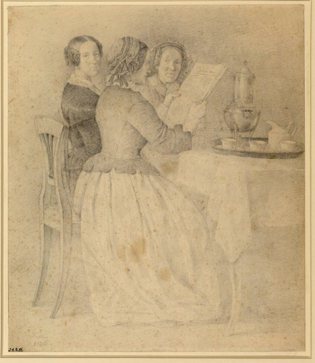 Drei Frauen beim Kaffeetisch, Michael Neder, 1856