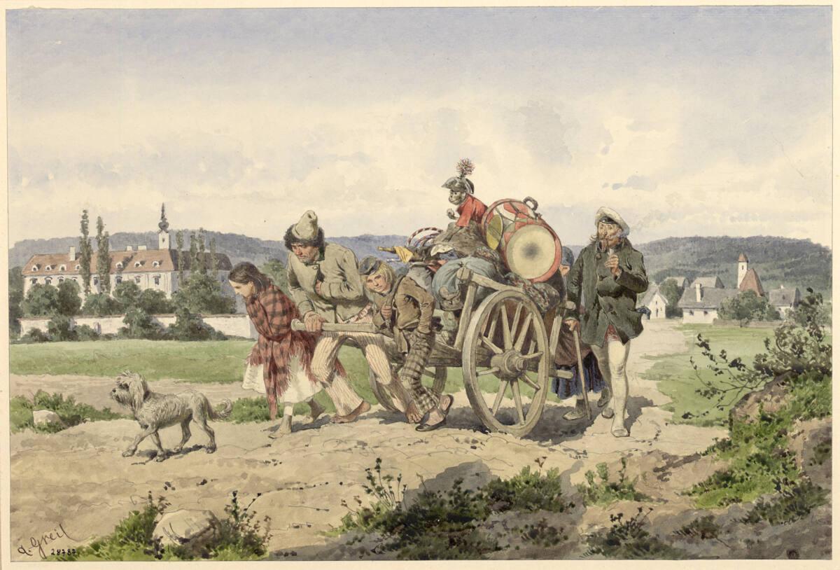 Alois Greil, Komödianten mit einem Karren, Inv. Nr.: 28787