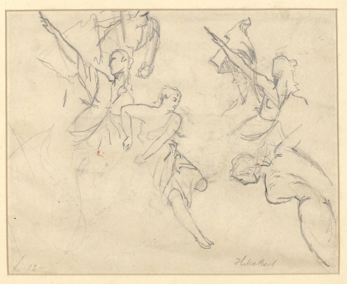 Hans Makart, Figurale Studien für 'Jagd der Diana', Inv. Nr.: 28908r