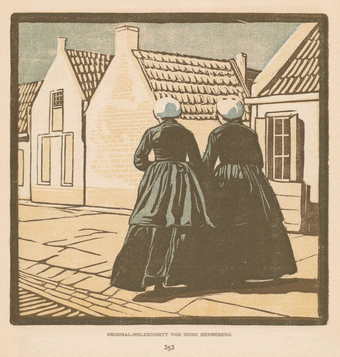 Aus der Serie Landschaften: Holländische Dorfstraße mit zwei Frauen, Hugo Henneberg, 1903
