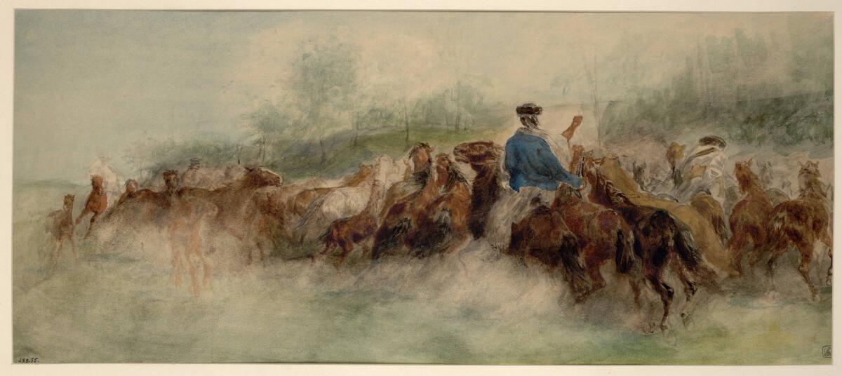 Teutwart Schmitson, Ungarische (Cah.) Pferde mit berittenen Treibern, Inv. Nr.: 28955