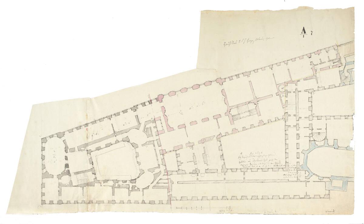 Wien, Albertinaplatz 1, Stadtpalais Erzerhzog Carl (Albertina), Grundriss 1. Stock, Inv. Nr.: A…