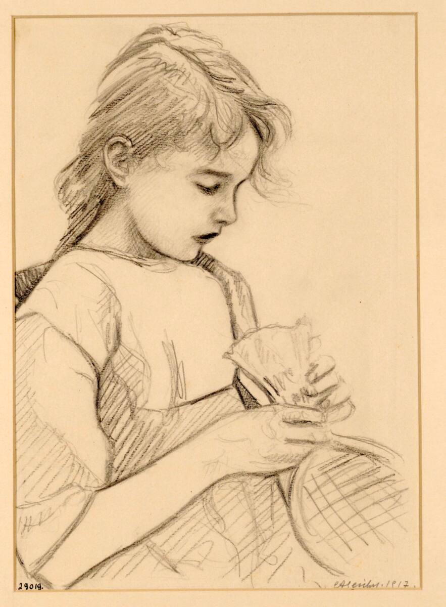 Carl Anton Reichel, Studie nach einem sitzenden jungen Mädchen, Inv. Nr.: 29019