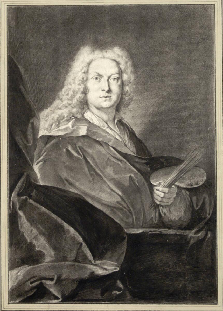 Giovanni Domenico Ferretti, Selbstbildnis in Halbfigur nach rechts, der Blick auf den Betrachte…