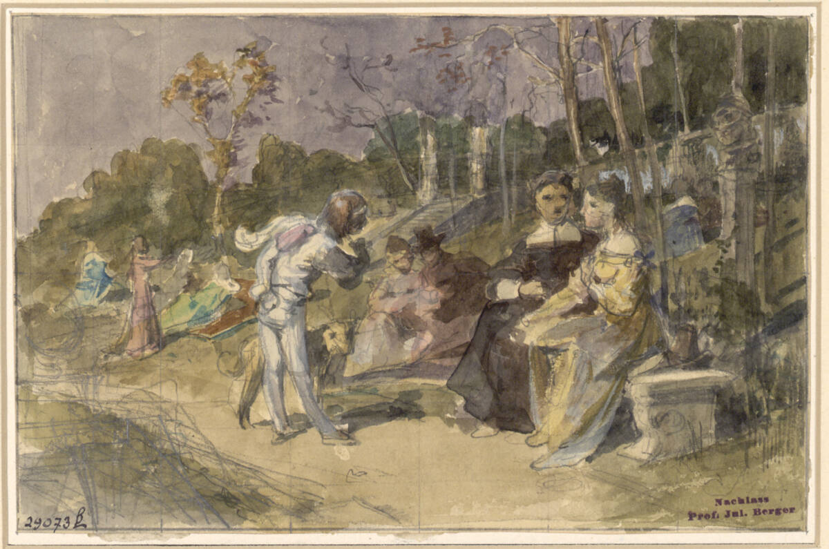 Sitzende Figuren in einer Parklandschaft, Julius Victor Berger